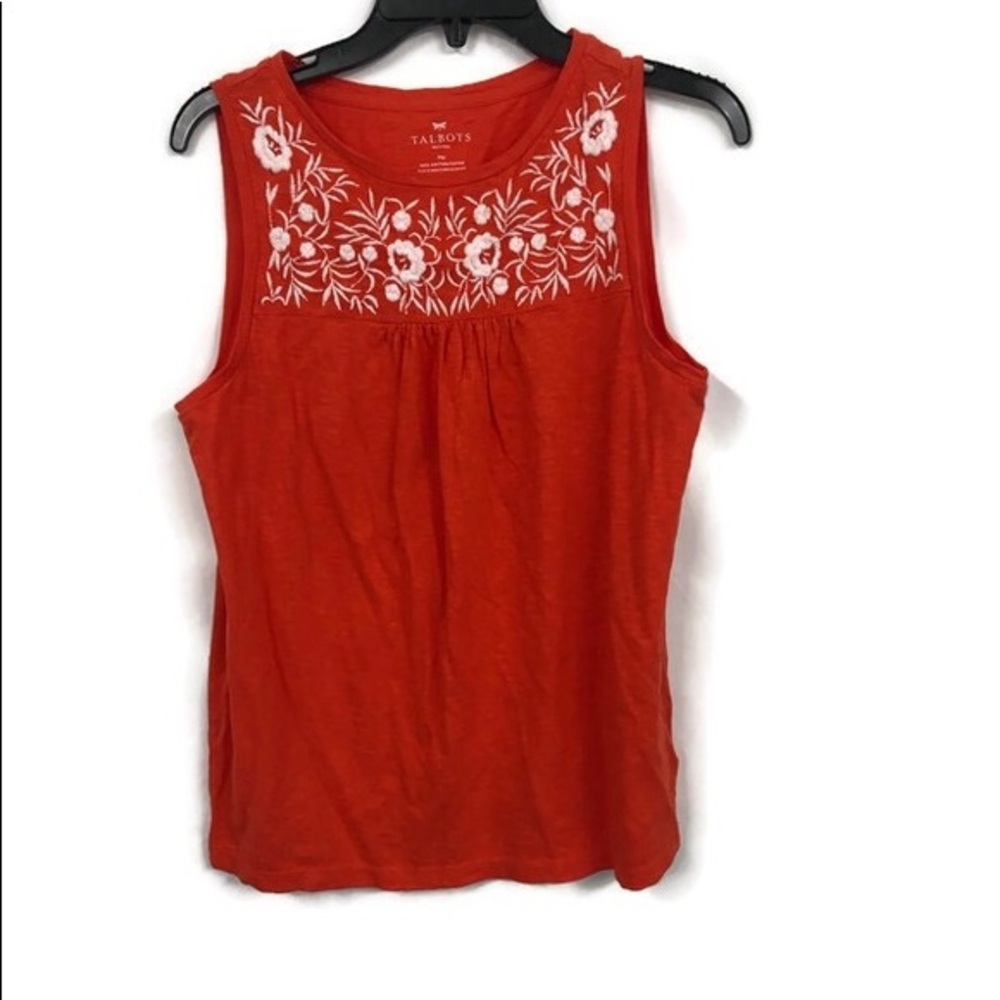 TALBOTS ORANGE EMBROIDERED TANK TOP MP